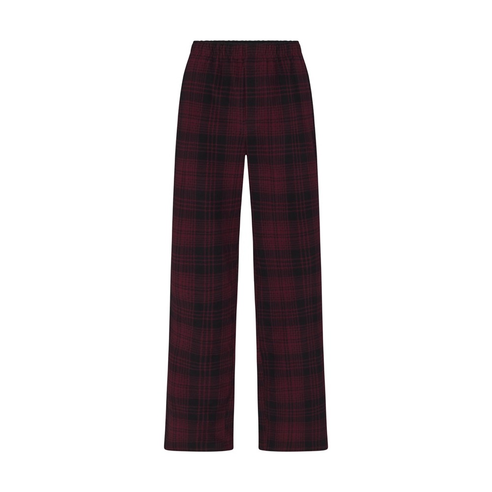 SKIMS Fleece Unisex Sleep Pants - Wine Plaid?